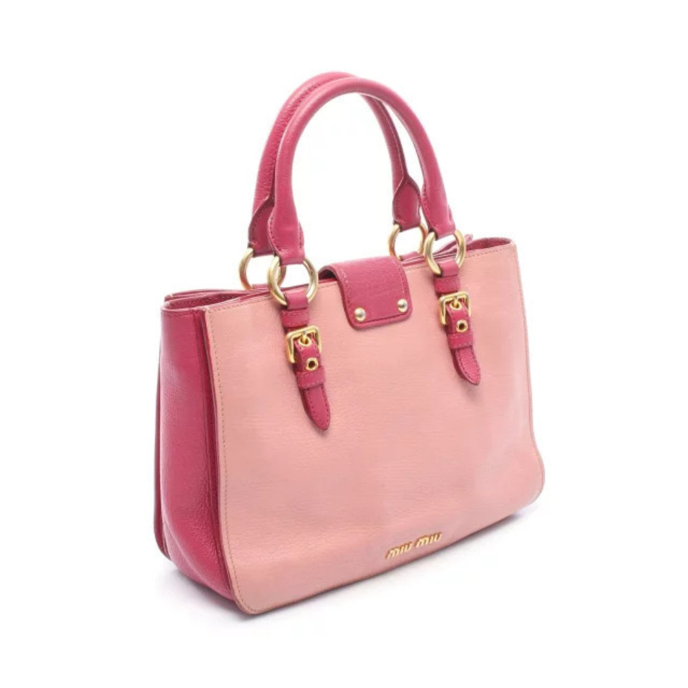 Miu Miu Bag Leather Madras Tote Pink